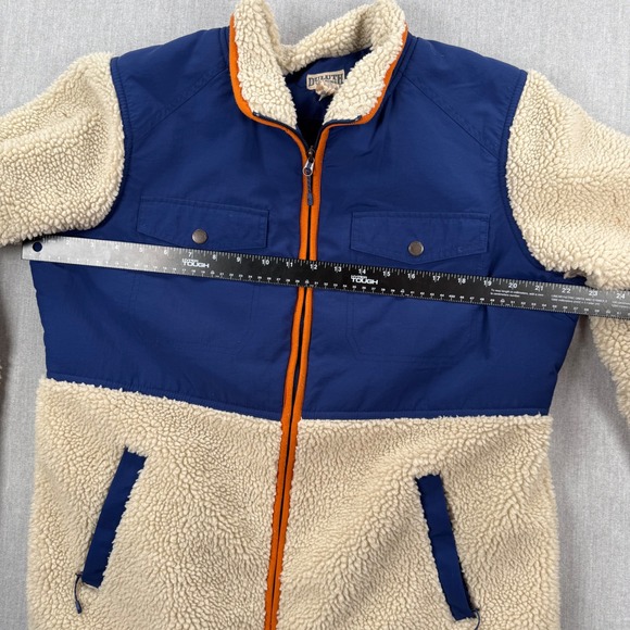 Duluth Trading Co Womens Sherpa Fleece Full Zip Jacket Navy Cream Orange Large - Picture 6 of 6